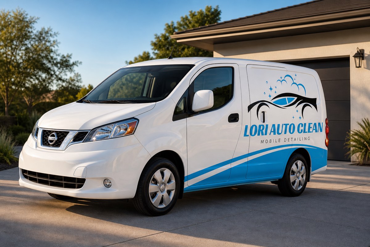The Lori Auto Clean branded mobile detailing van parked in a driveway